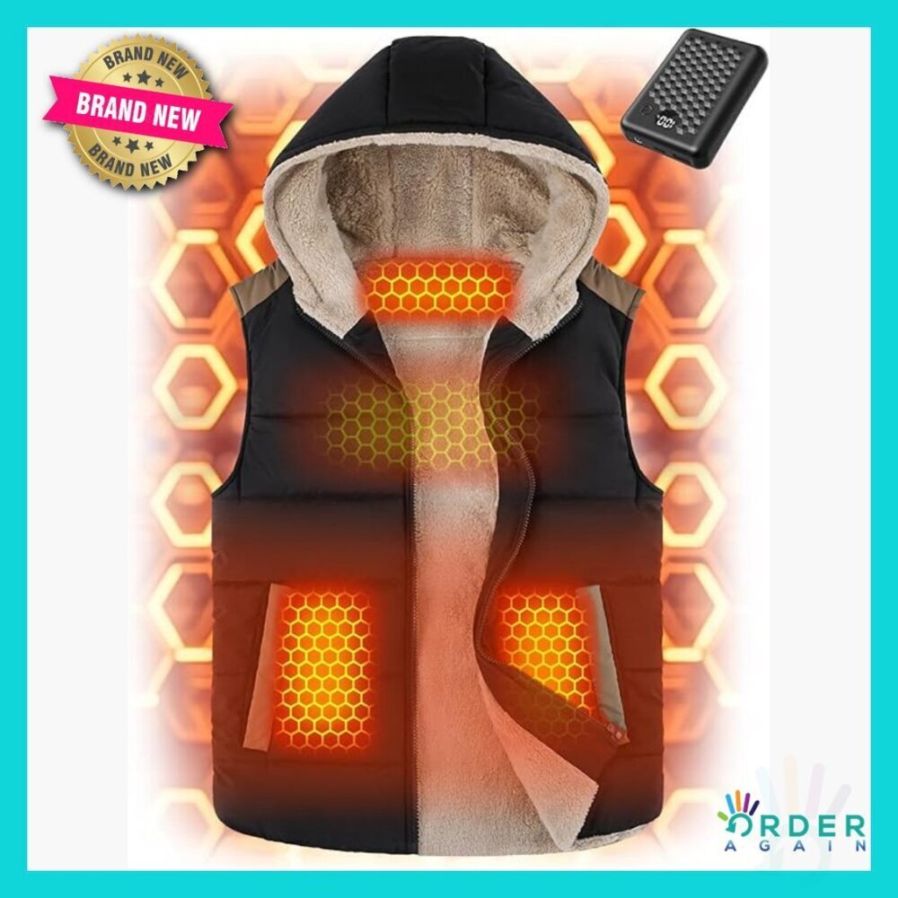 Graphene Heated Vest Modern Quilted Hooded Sleeveless Regular Fit Winter Wear